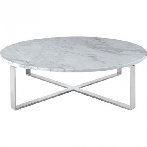 Rosa Marble Coffee Table in White & Brown Marble